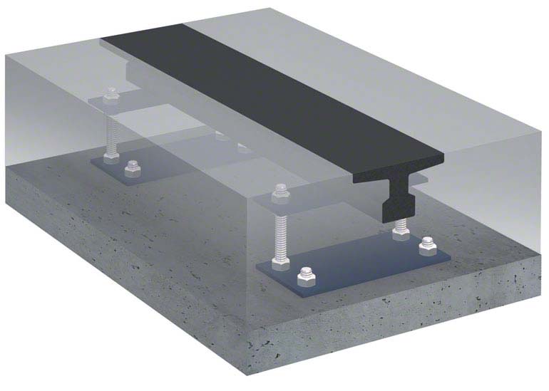 Rail de guidage de rayonnages sur bases mobiles