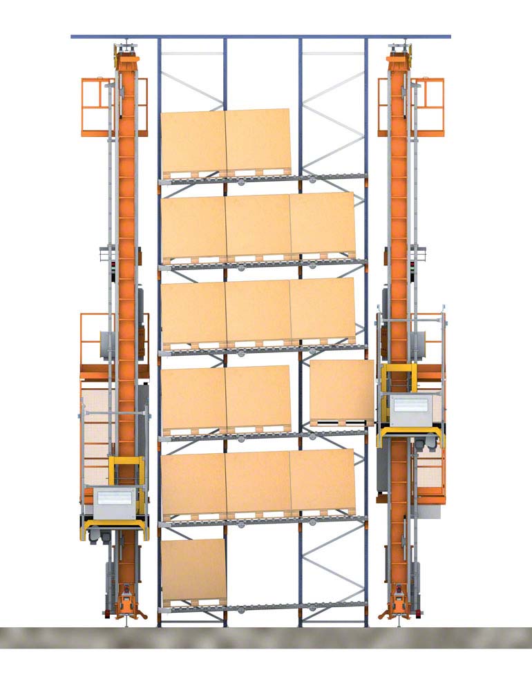 Rayonnages dynamiques avec transstockeur