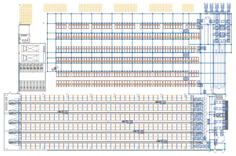 Exemple d'aménagement de postes pour picking avec un magasin automatique